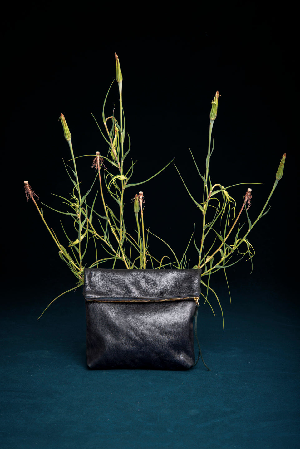 Leather clutch bag with crossbody strap BORDEAUX made to order by Veinage, handmade in Montreal Canada