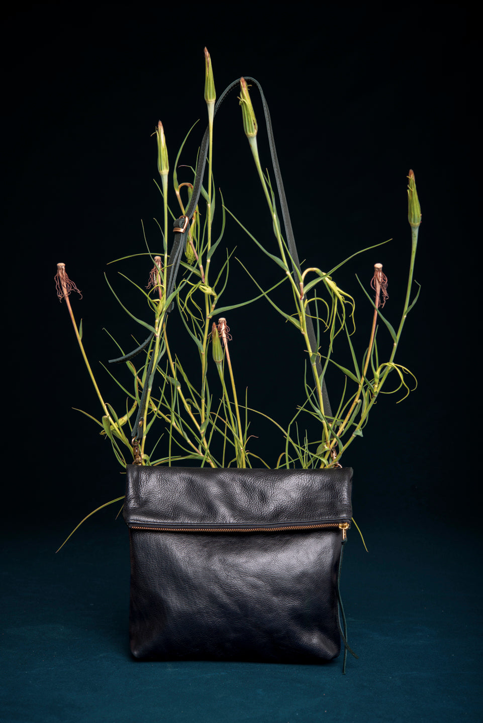 Leather clutch bag with crossbody strap BORDEAUX made to order by Veinage, handmade in Montreal Canada