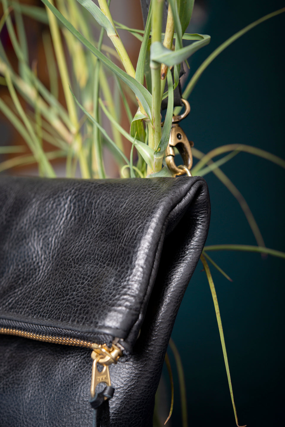 Leather clutch bag with crossbody strap BORDEAUX made to order by Veinage, handmade in Montreal Canada