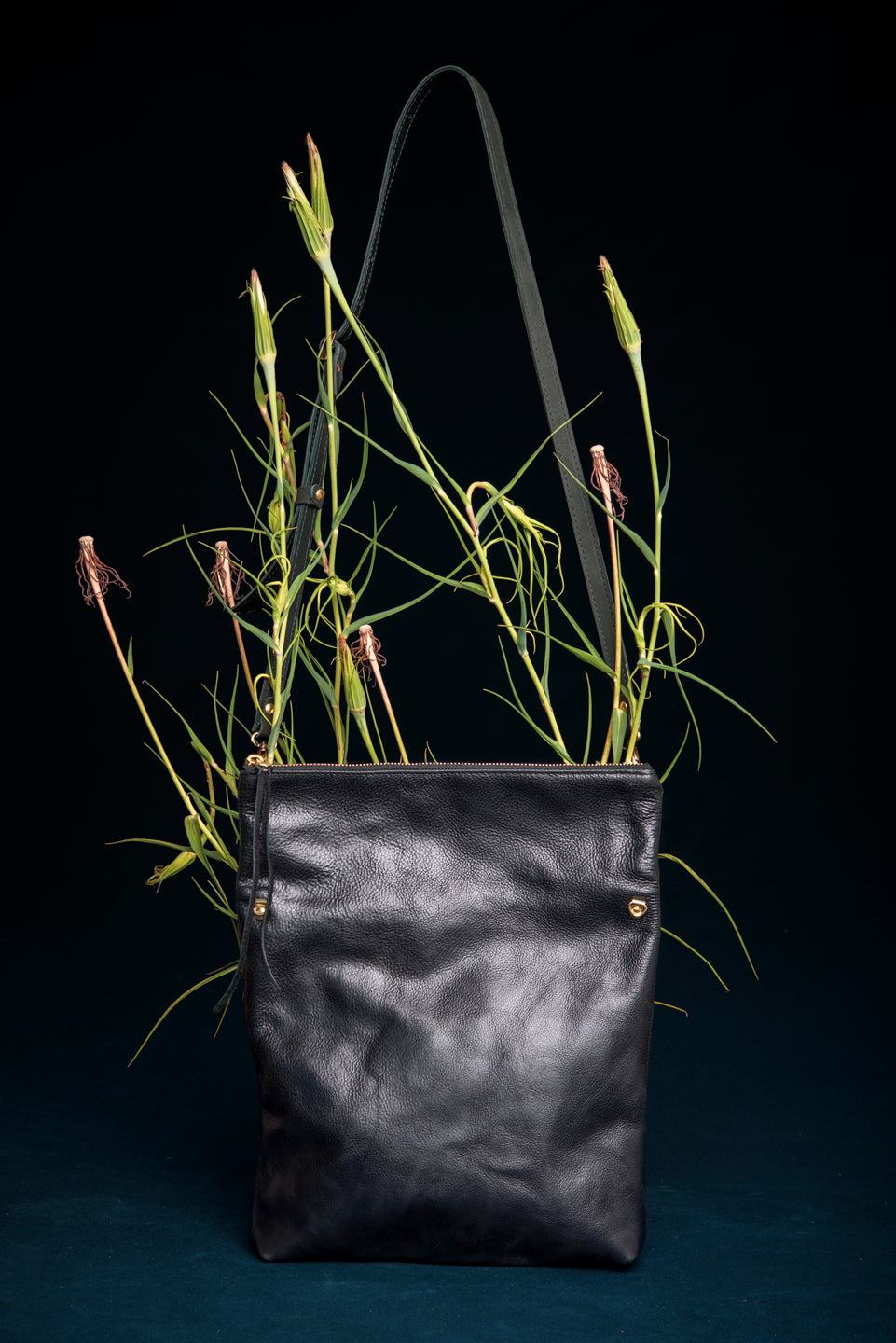 Leather clutch bag with crossbody strap BORDEAUX made to order by Veinage, handmade in Montreal Canada