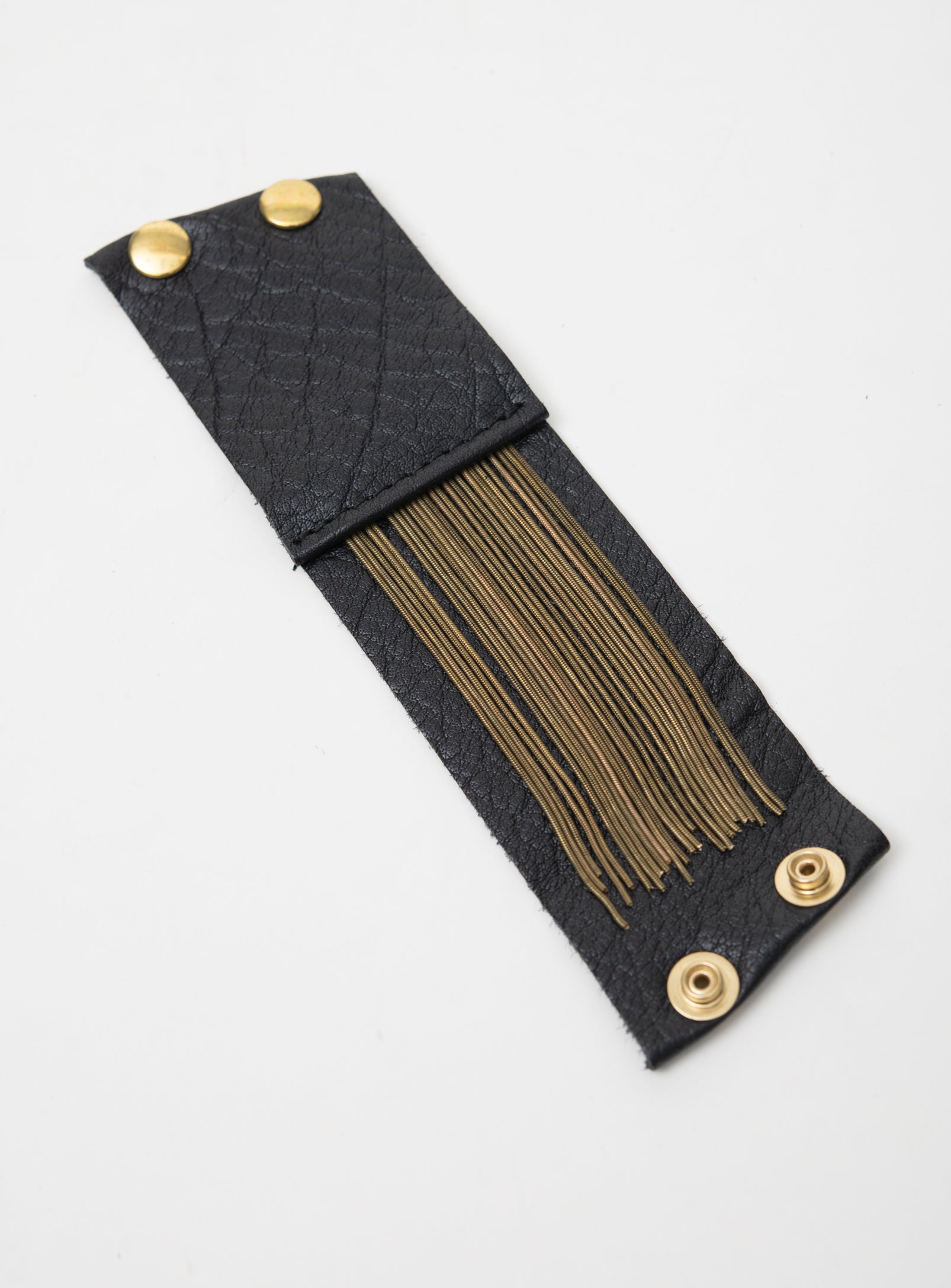 Veinage Statement leather fringe bracelet DANDURAND model, handmade Montreal, Canada