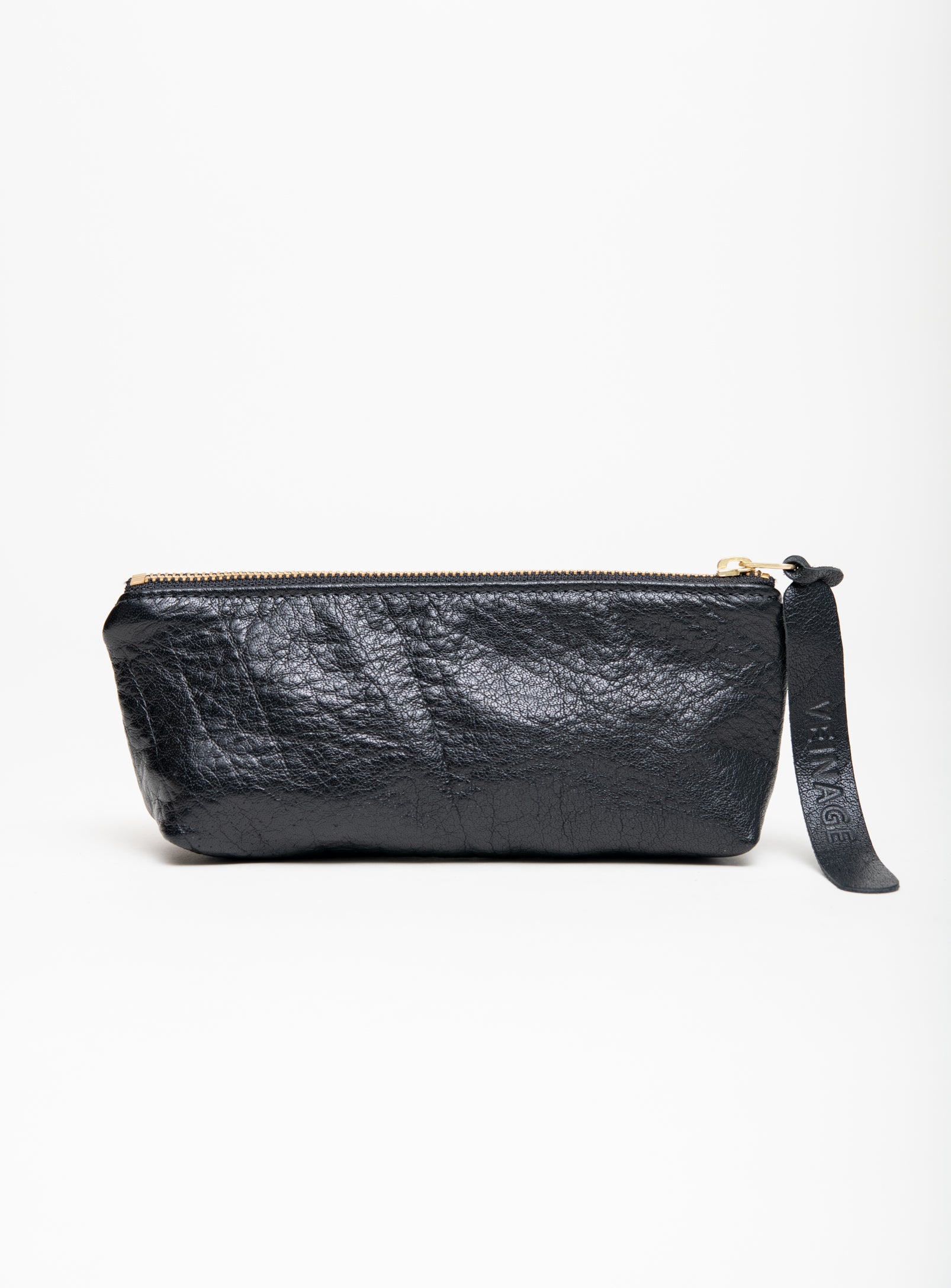 Veinage Leather pencil, cosmetic case TURIN model, handmade in Montréal, Canada
