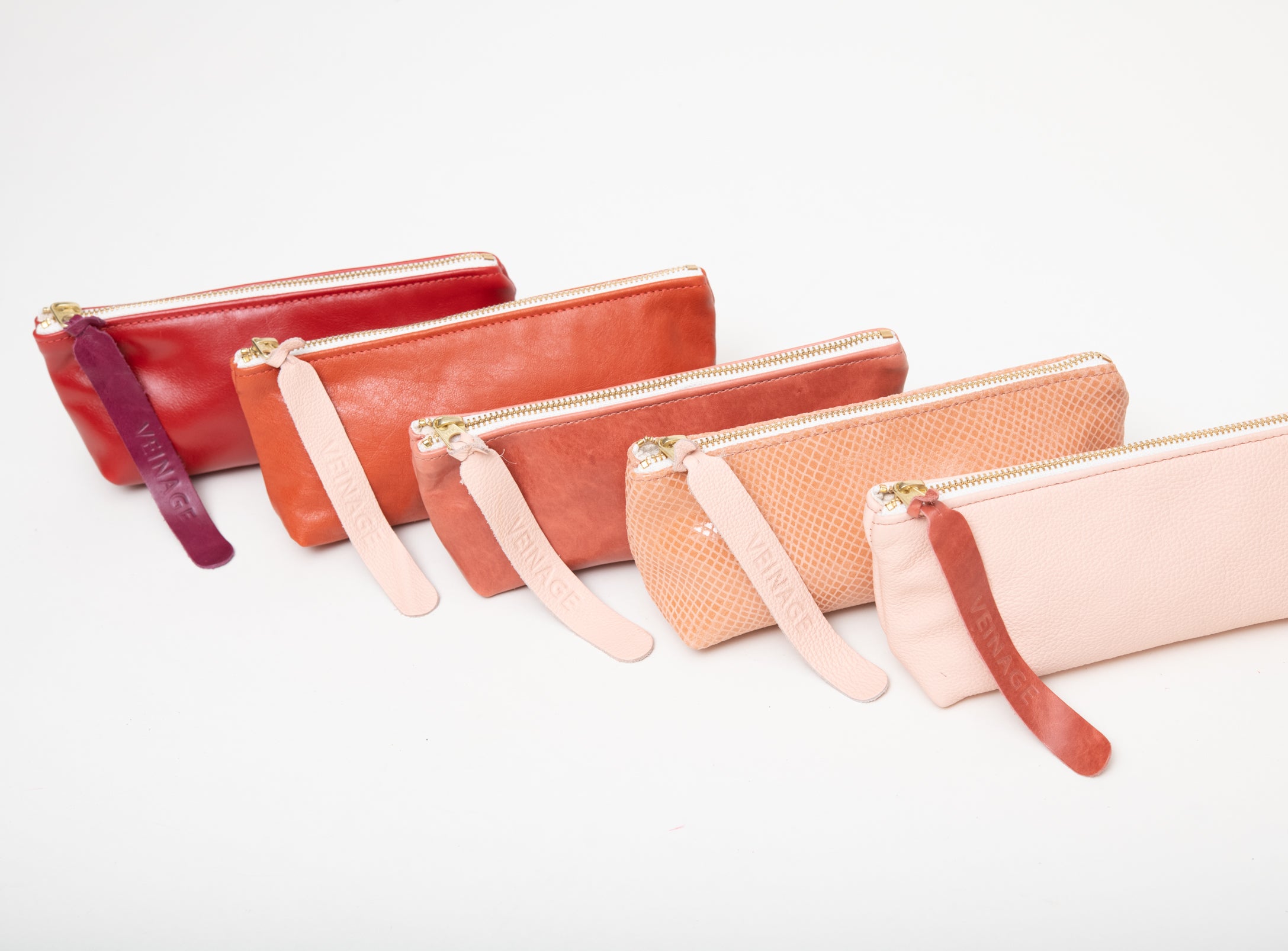 Veinage Leather pencil, cosmetic case TURIN model, handmade in Montréal, Canada