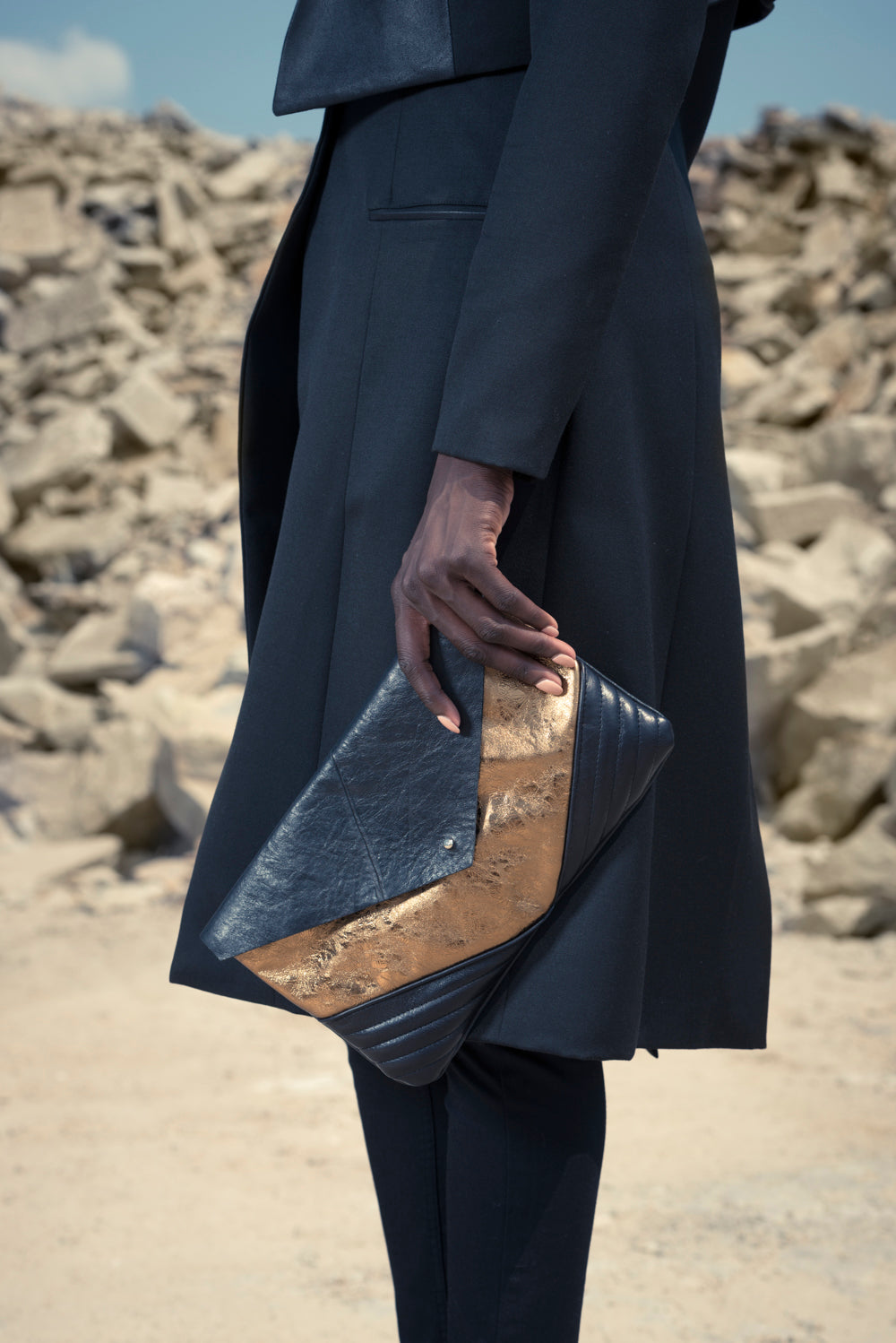 Leather clutch bag ÉMERAUDE made to order