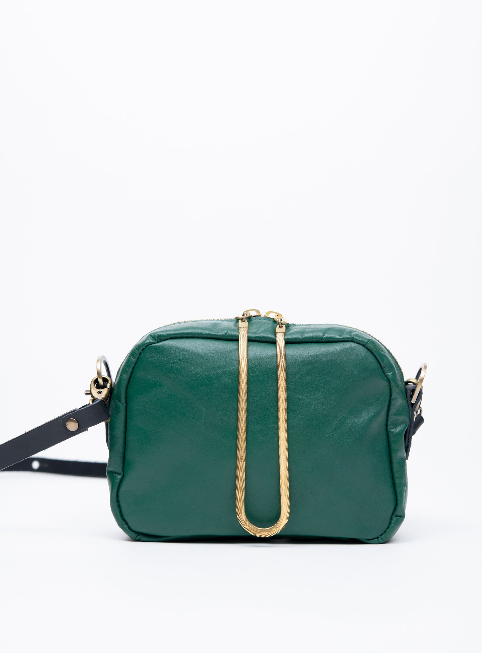 Veinage Leather crossbody bag and brass charm CARTIER model, handmade in Montreal Canada