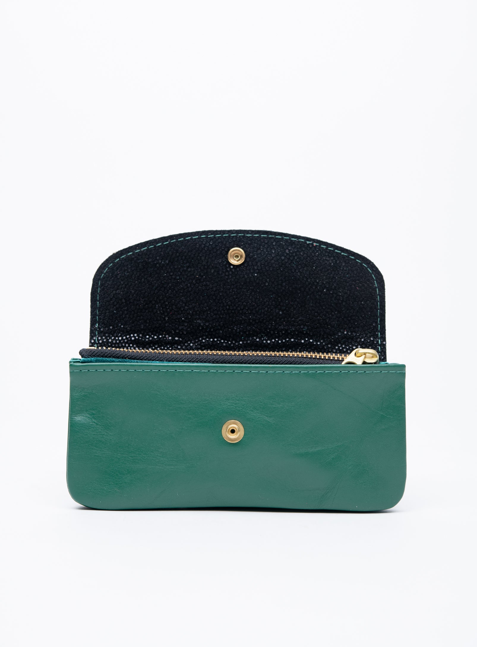 Veinage Minimalist green suede leather wallet MARQUETTE model