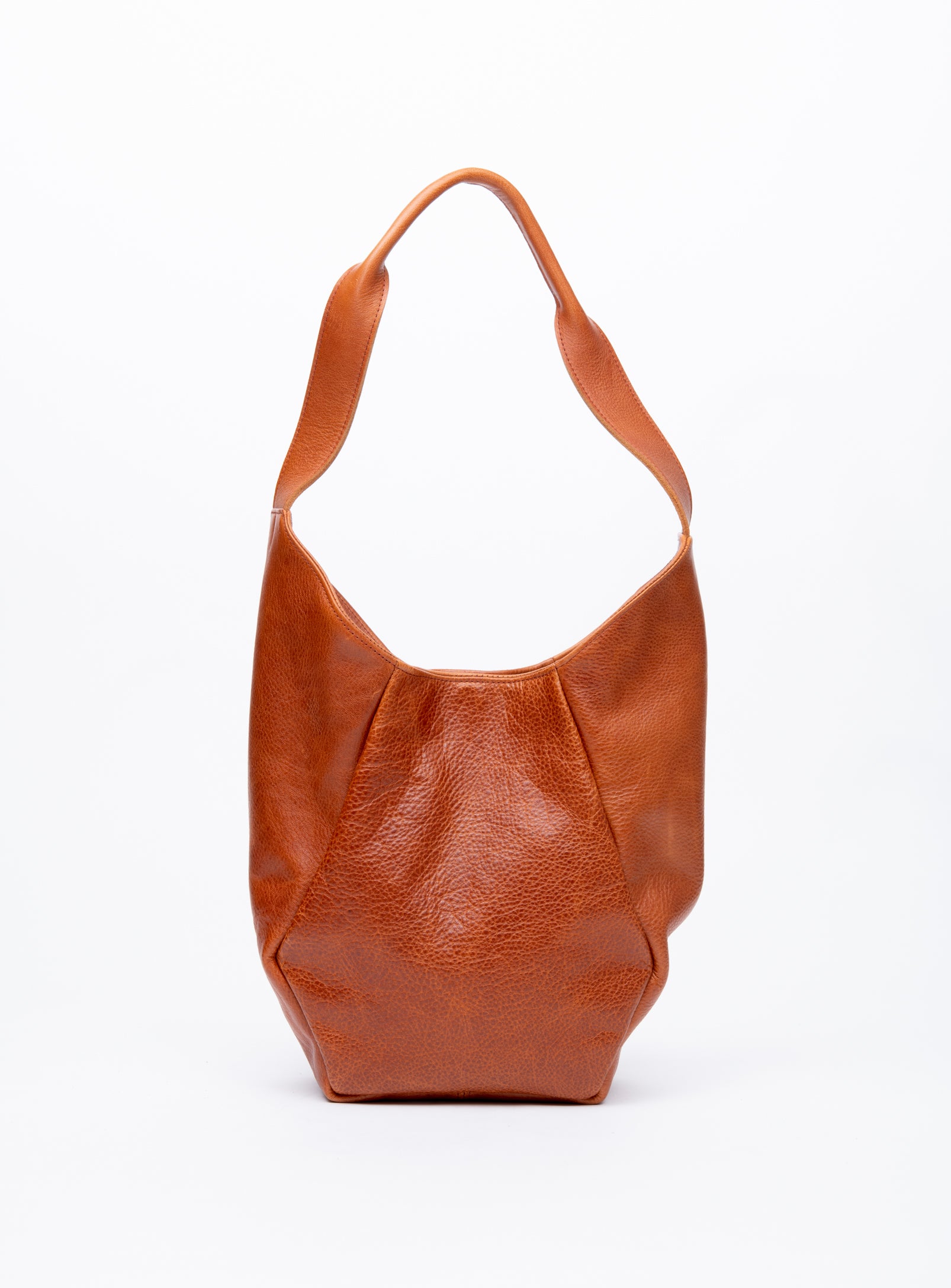 Geometrical leather tote bag MONT-ROYAL model, Veinage handmade in Montreal, Canada