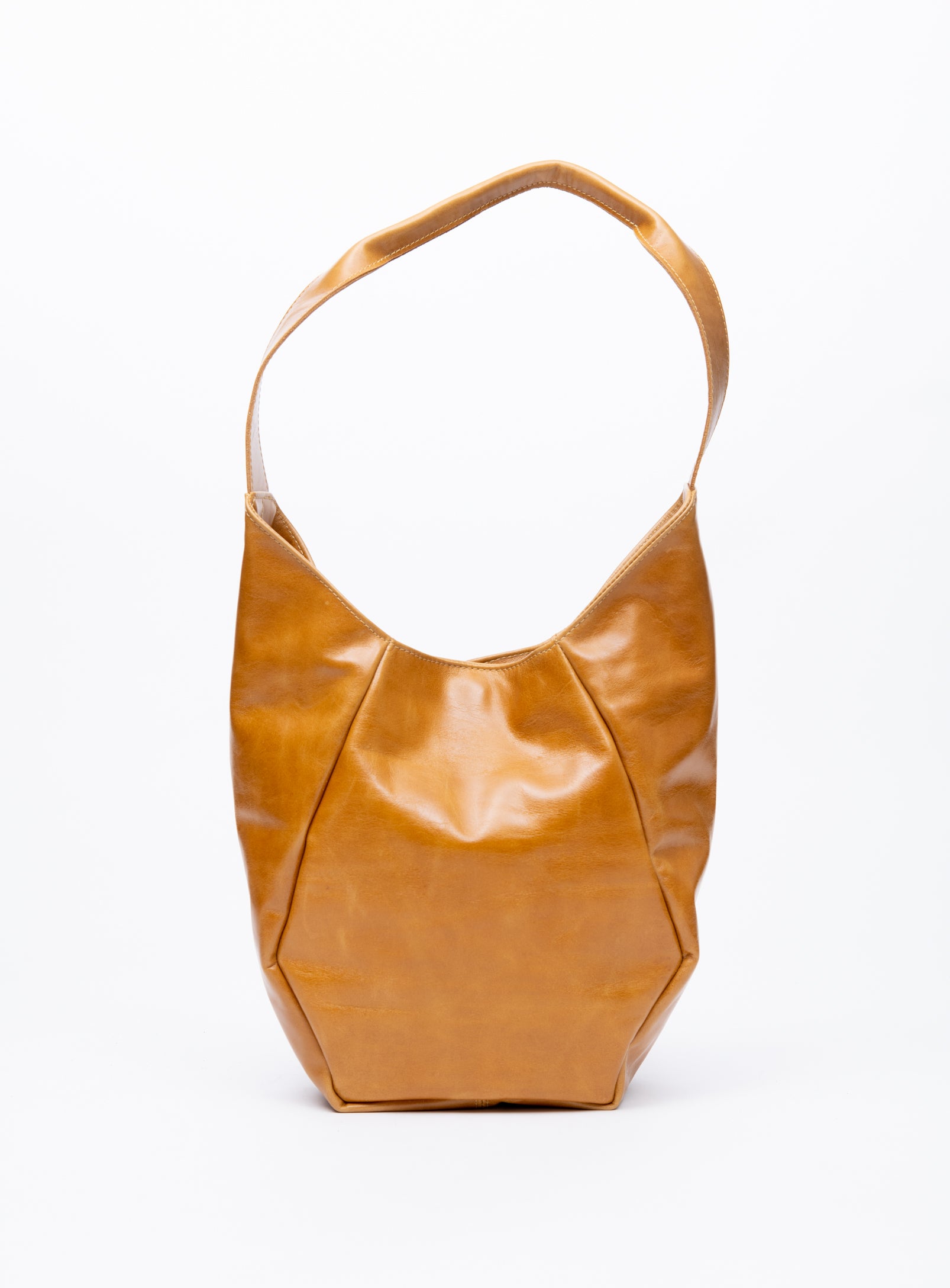 Geometrical leather tote bag MONT-ROYAL model, Veinage handmade in Montreal, Canada