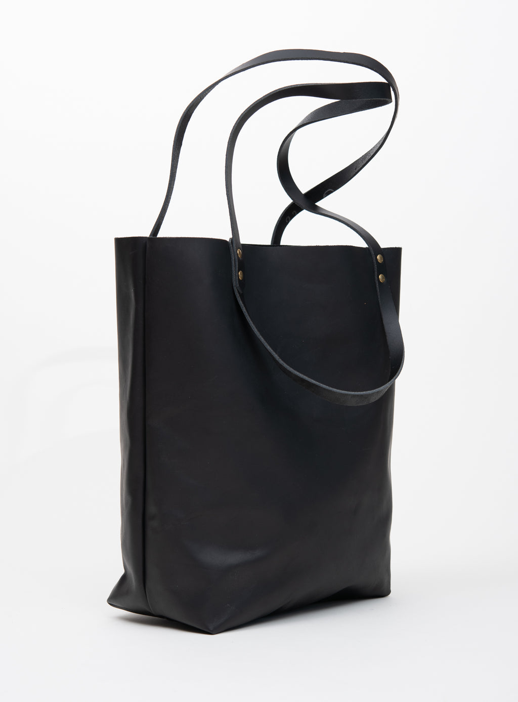 Veinage Molson black leather minimalist tote bag 